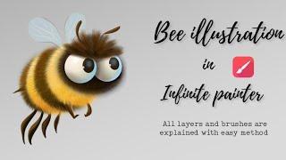 Honey bee illustration in infinite painter| bee tutorial|Easy and best bee drawing