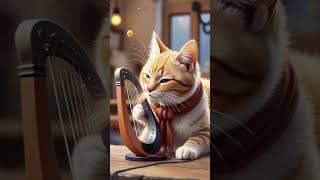String tuning chaos: when a chubby cat meets spider silk & grass harp ️