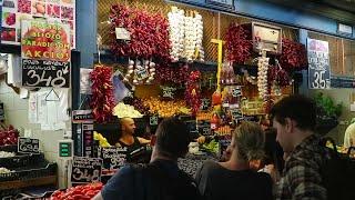 Central Market Hall in Budapest. Amazing fresh vegetables and fruits on the market in Budapest!