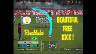   RONALDINHO BEAUTIFUL FREE KICK    | FC BARCELONA | PES 6