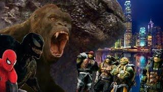 Godzilla, Kong, Spider-Man (Tom Holland) and Venom vs. Leonardo, Raphael, Donatello and Michelangelo