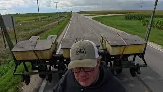 John Deere 50 pulling the 7000 planter home