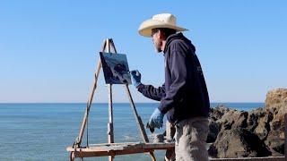 LIMITED PALETTE plein air OIL PAINTING mussel rock