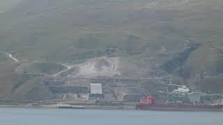 Glensanda Super Quarry in Morvern viewed from Isle of Lismore Argyll Scotland UK