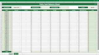 Petty Cash Balance Sheet Format in Excel