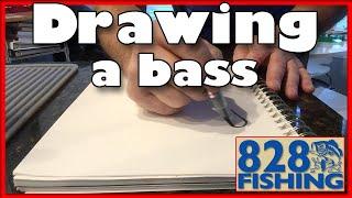 Drawing a largemouth bass quickly. 828findadventure