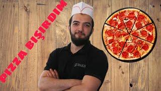 Dadli pizzanin hazirlanmasi kolbasali ( peperoni pizza) , the best pizza ,вкусная пицца