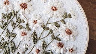 Embroidery flowers. Embroidery for beginners | Daisies pattern