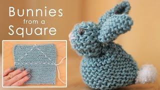 How to Knit a BUNNY from a SQUARE | Easy for Beginning Knitters