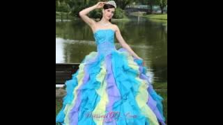 2015 colorful ball gown quinceanera dresses with beading and ruffles