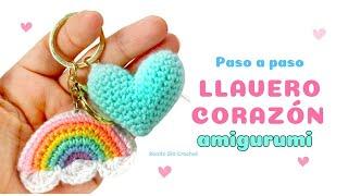 Tutorial de Ganchillo Paso a paso Llavero Corazón 🩷 Amigurumi [ heart crochet keychain]