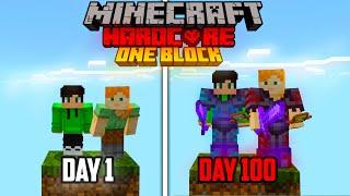 We Survived 100 Days On ONE BLOCK in Minecraft Hardcore !