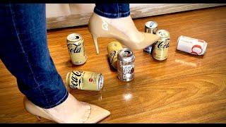 ASMR Soda Can CRUSH in High Heels Christian Louboutin Nude Pumps | Toe Cleavage Kate Red Bottoms