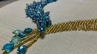 Crystal beads embroidery for silk blouse