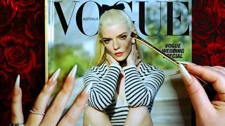 ASMR Vogue Magazine Page Turning & Squeezing  Tracing, Tapping, Inaudible Whispering