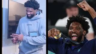  Joel Embiid gets his Olympic ring before the Sixers game