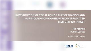 Ali Younes - Hunter College - Investigation of TBP Resin for the separation of polonium