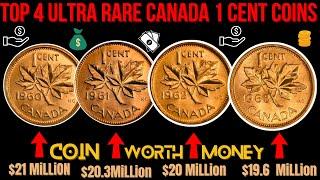 4 EXTREMELY VALUABLE 1CENT CANADIAN COINS WORTH MONEY - RARE CANADIAN COINS TO LOOK FOR!