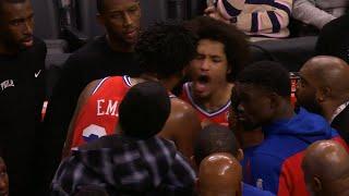 Joel Embiid and Kelly Oubre Jr get HEATED on bench after Embiid calls out effort