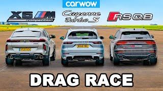 BMW X6M v Audi RSQ8 v Porsche Cayenne Turbo S - DRAG RACE