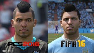 PES 2016 vs FIFA 16 Manchester City Faces Comparison
