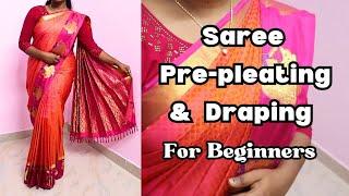 SAREE PRE-PLEATING & DRAPING WITH PERFECT METHOD For Beginners #video #trending #viral #tutorial