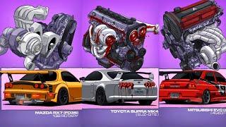 MAZDA RX7 (FO35) 138ROTARY | TOYOTA SUPRA MK4 (2JZ-GTE) | MITSUBISHI EVO IX (4G63T)  #1to10