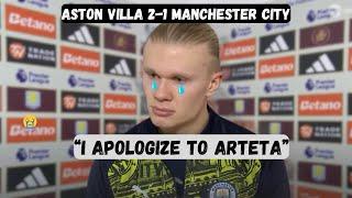 Erling Haaland Apologizes to Mikel Arteta - Post Match Interview - Aston Villa 2-1 Manchester City