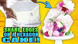 HOW TO MAKE A HEXAGON CAKE|  HEXAGON  CAKE TUTORIAL | GANACHE  SHARP EDGES