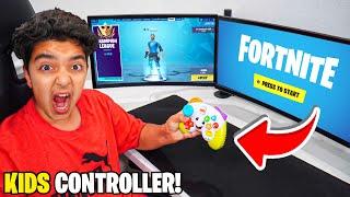 Little Brother Uses Controller MADE FOR KIDS To Play FORTNITE...