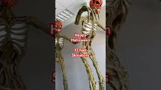 Witch , fox, scary skeleton 12 feet tall, happy Halloween decoration