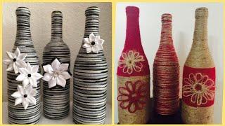 DIY Twine Jute Rope Wrapped Wine Bottles Craft