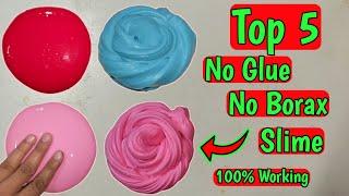 Top 5 Ways No Glue Slime ASMR | How To Make Slime | How To Make Slime Without Glue l No Glue Slime