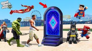 Franklin & Avengers Enter Minecraft World Through a Mysterious Nether Portal in GTA 5!