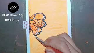 How to draw coloured background butterfly#viralvideo #satisfying #creativeart#irfan drawing academy