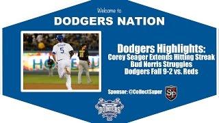 Dodgers Highlights: Corey Seager Extends Hitting Streak in Dodgers 9-2 Loss vs. Reds