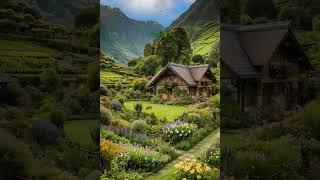 Mountain Magic: A Visual Symphony of Cottage Gardens and Peaks 