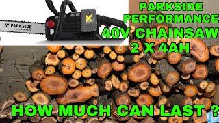 Parkside Performance 40V Chainsaw How much chopped wood with 2 x 4Ah