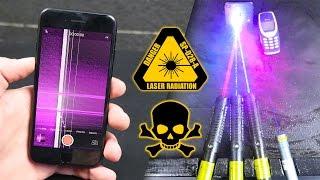 Strongest Handheld Lasers vs iPhone 7 & Nokia 3310!