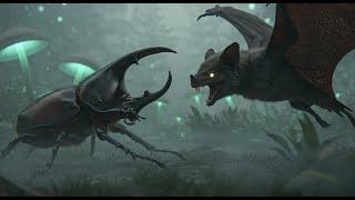 The Ultimate Battle Between a Hercules Beetle and a Bat!