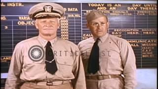 Admiral Chester W. Nimitz  aboard the USS Yorktown underway in the Pacific Ocean ...HD Stock Footage