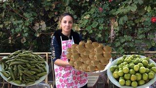 My mother-in-law and I prepared for winter \we made kiwi jam and pickles