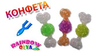 КОНФЕТА из резинок на рогатке. Брелок из резинок | Candy Rainbow loom Charm