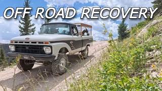 Off Road Recovery! 66 Ford 4 X 4 Short Bed VS Toyota 1st Gen Tundra Diesel.