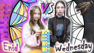 Wednesday Addams vs Enid Play Jenga LOL Wish