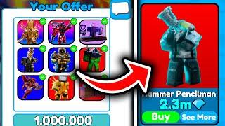  I TRADED ALL MY INVENTORY TO BUY RAREST UNIT FOR 2.3MGEMS HAMMER PENCILMAN | Toilet Tower Defense