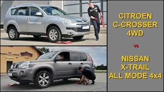 SLIP TEST - Citroen C-Crosser 4WD vs Nissan X-Trail All Mode - @4x4.tests.on.rollers