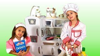 Elya and Adelya Toy Kitchen Pretend Play #kidsshow #pretendplay