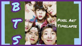 [TIMELAPSE] BTS GROUP PHOTO MINECRAFT PIXEL ART | OT7