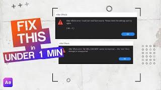 AFTER EFFECTS 1 MIN FIX (2025) - "This File Is Damaged Or Unsupported (86 :: 1)" | Windows